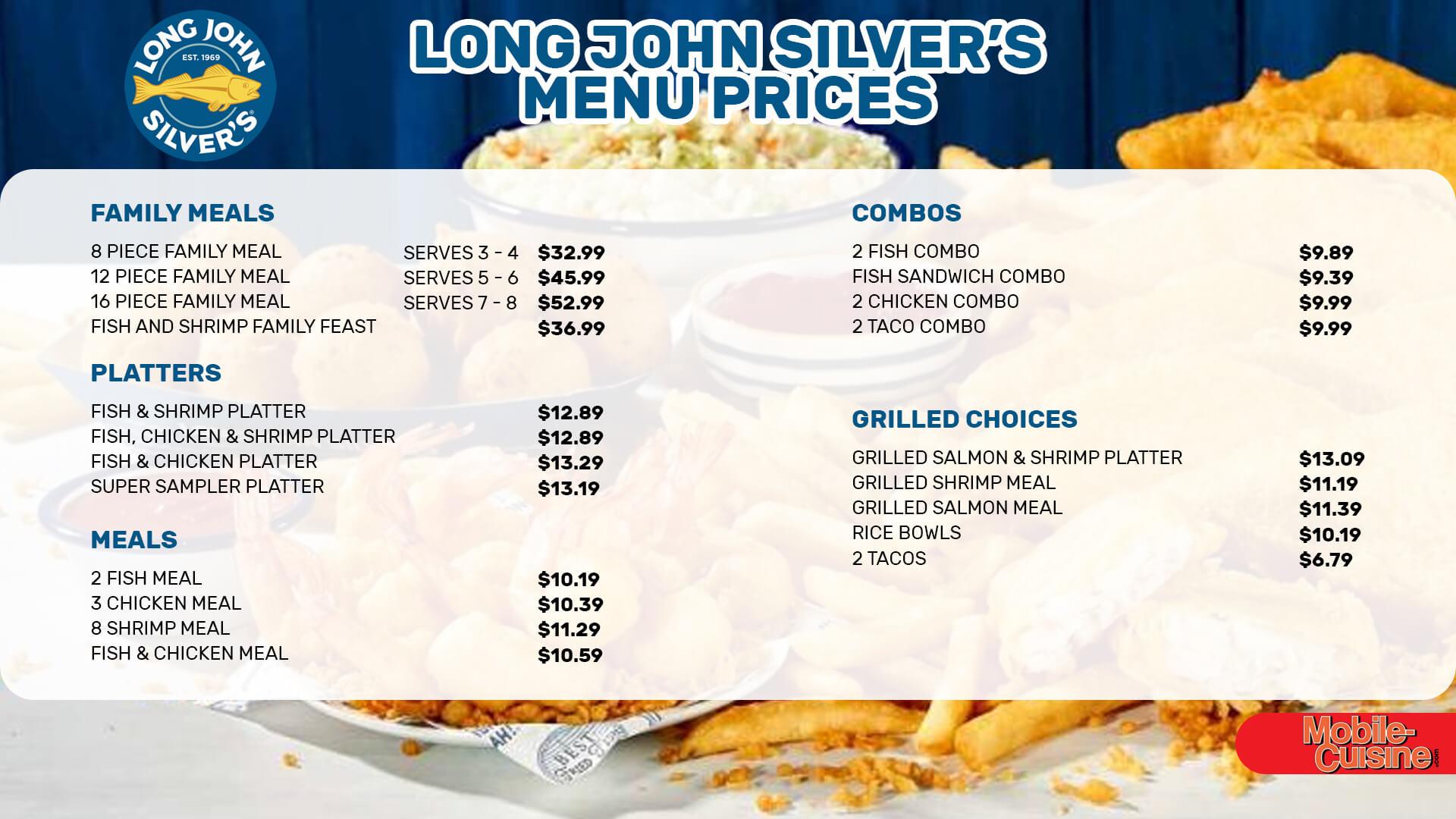 Long John Silver's menu prices