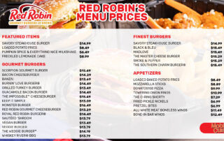 Red Robin menu prices