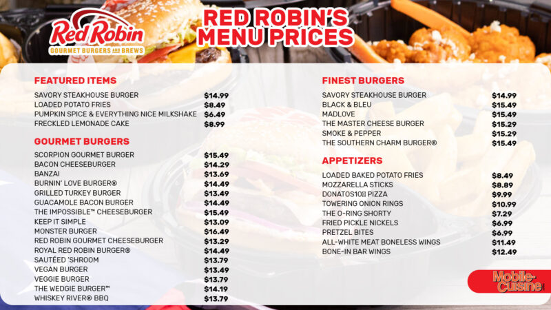 Red Robin Menu Prices on Burgers & Everything (2024)