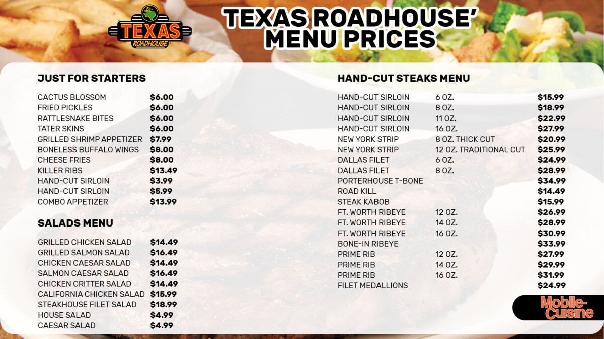 Updated Texas Roadhouse Menu Prices + New Discounts (2024)
