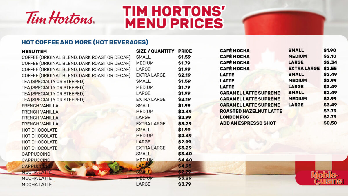 Updated Tim Hortons Menu Prices on Literally Everything (2024)