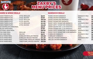 Zaxby's menu prices