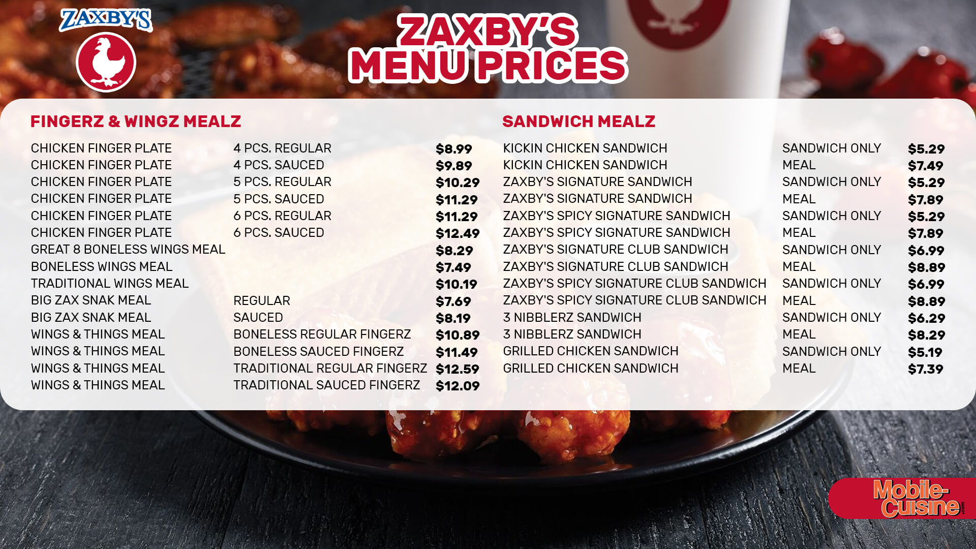 Updated Zaxby s Menu Prices Most Popular Items 2023 