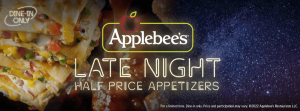 late night menu at Applebee's