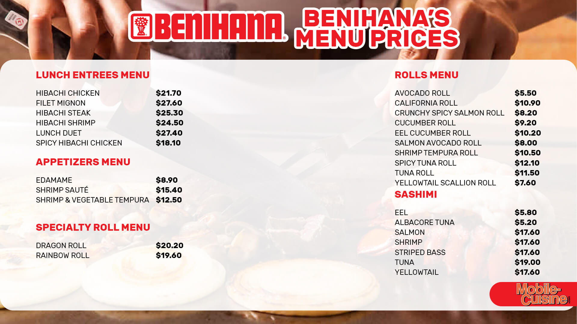 Benihana Menu Prices + New Discounts (2023)