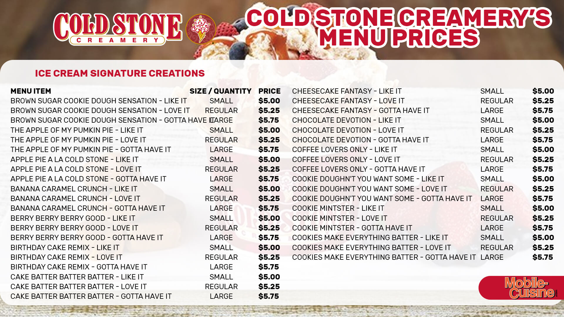 Cold Stone Creamery-menu-prices