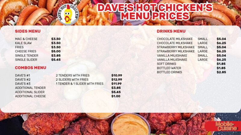 Dave S Hot Chicken Menu Prices Spice Levels 2024   Daves Hot Chicken Menu Prices 1 800x450 