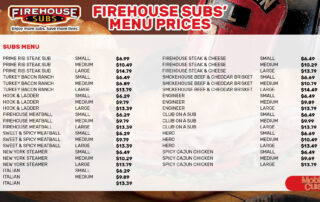 Firehouse Subs menu prices