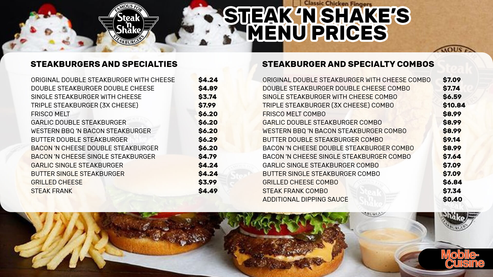 Steak 'n Shake Menu Prices + Secret Menu Items (2024)