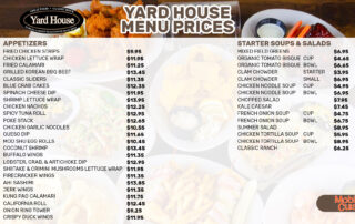 Yard House menu prices
