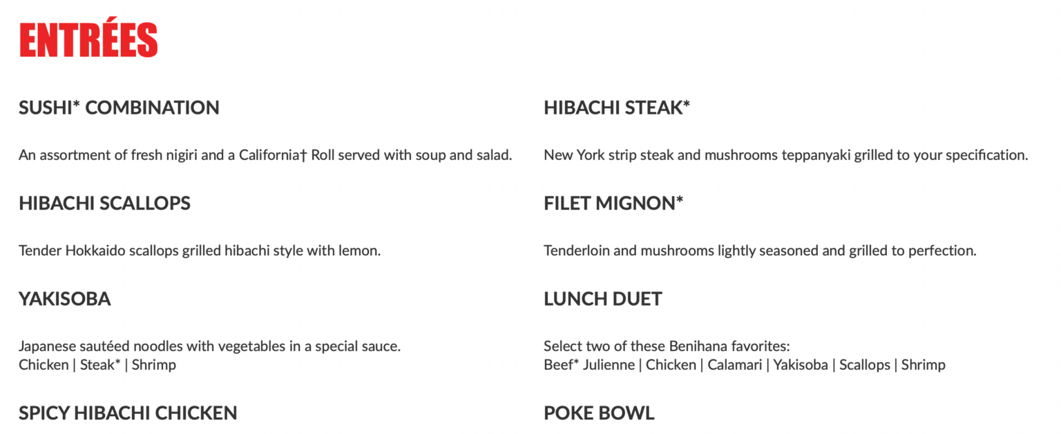 Benihana Menu Prices + New Discounts (2024)