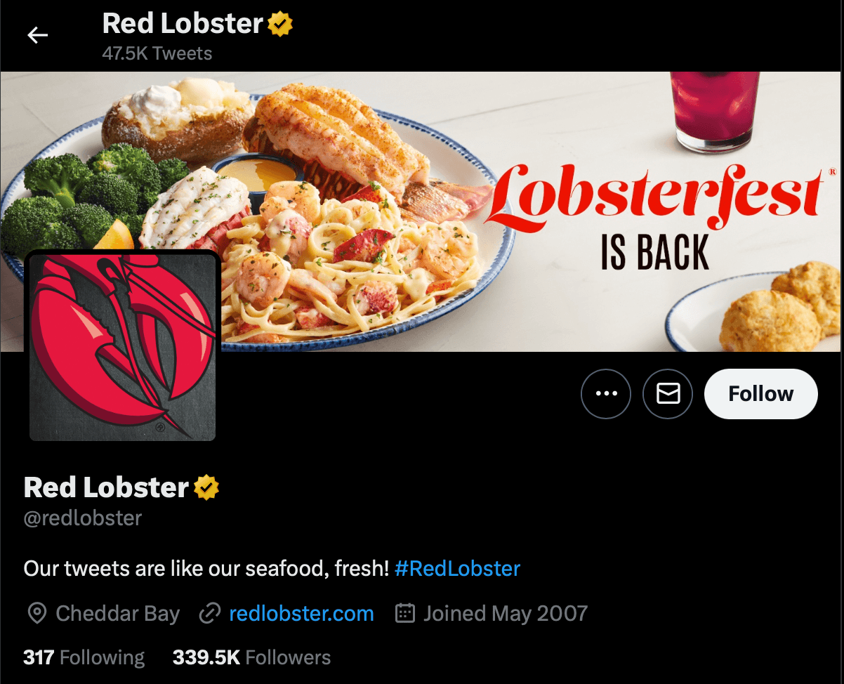 Red Lobster social media