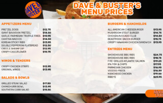 Dave & Buster’s menu prices