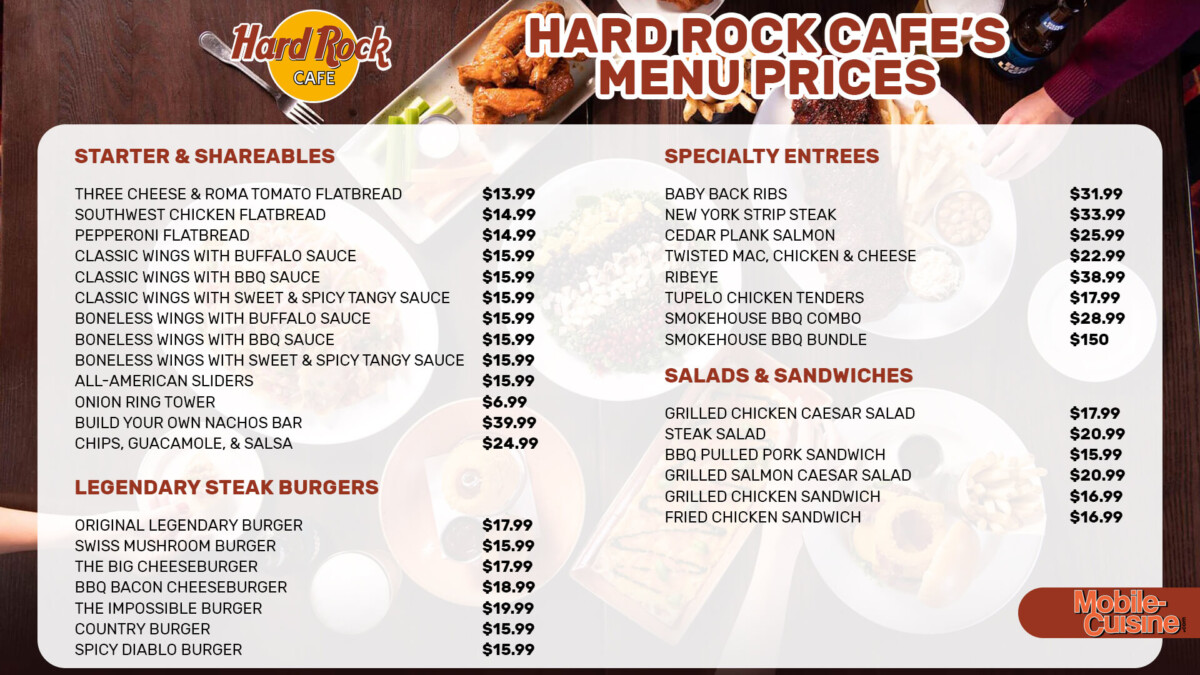 Hard Rock Cafe Menu Prices + Latest Discounts (2024)