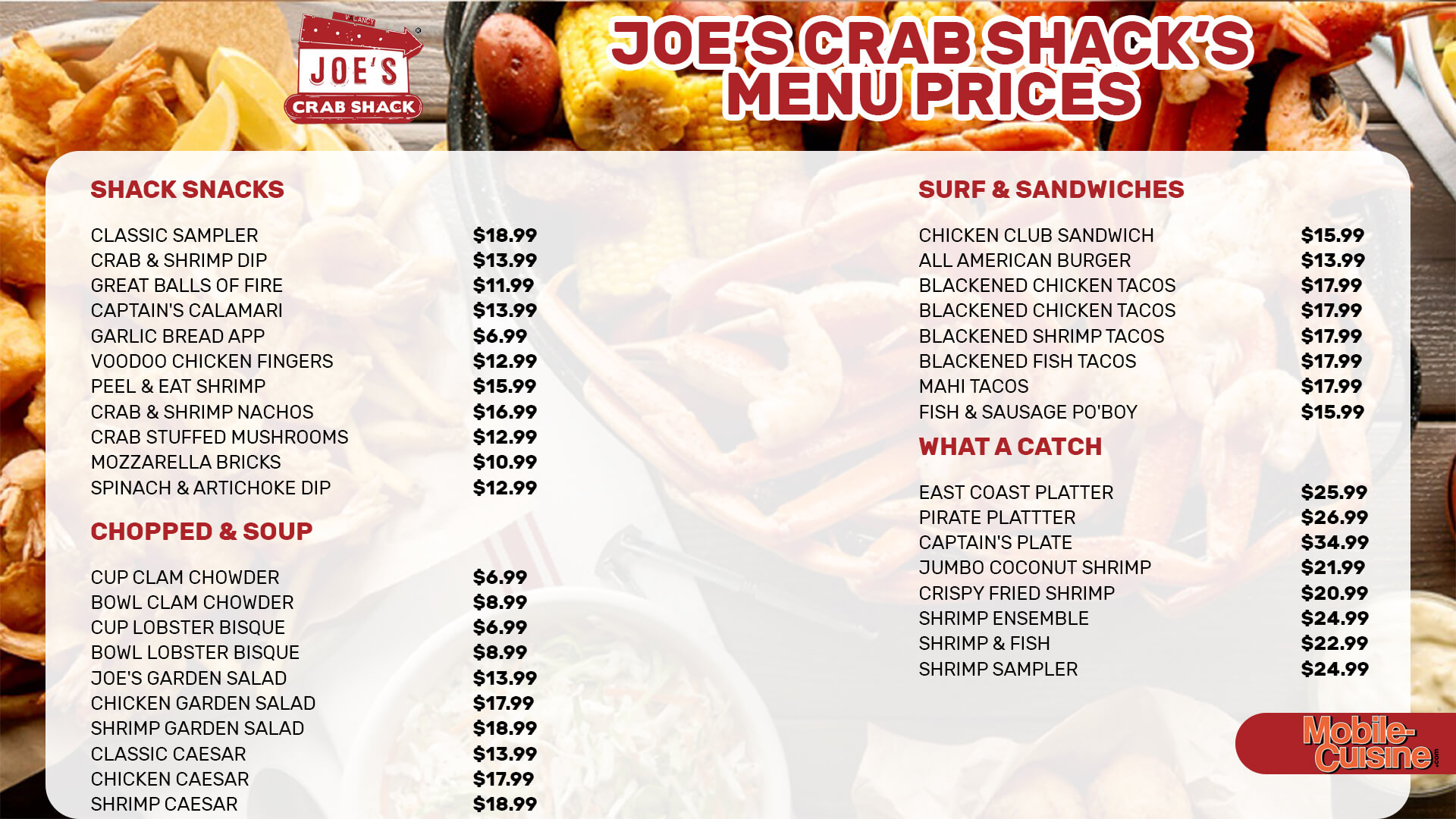 Joe’s Crab Shack menu prices