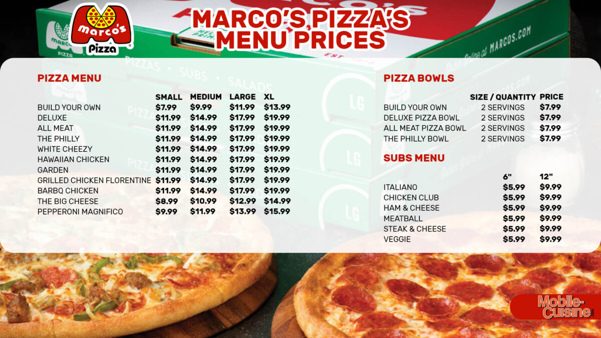 Marco’s Pizza Menu Prices w/ Coupon Codes (2024)