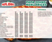 Papa Johns menu prices