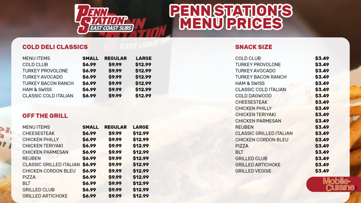 Penn Station Menu Prices + BOGO Sub Offer (2024)