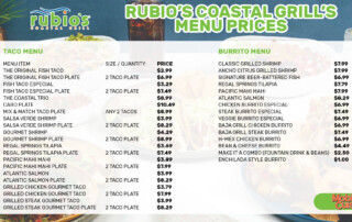 Rubio’s Coastal Grill menu prices