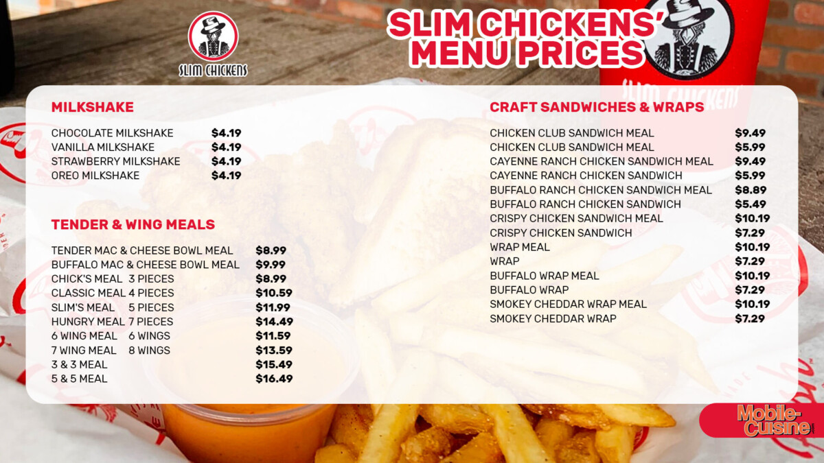 Slim Chickens Menu Prices + Free Chicken Sandwich Offer (2024)