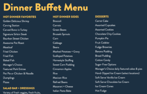 dinner buffet menu 