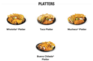 Taco Bueno platters menu 