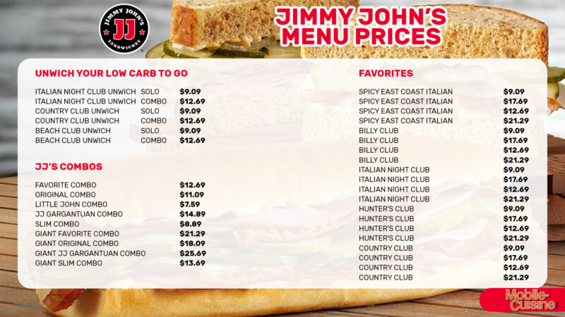 Jimmy John’s Menu Prices + Free Sandwich Offer (2023)