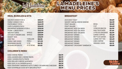 La Madeleine Menu Prices + Free Lemon Madeleine Coupon (2024)