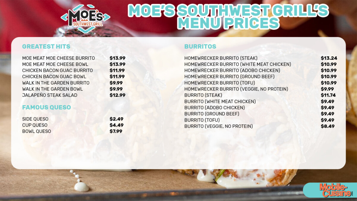 Moe's Southwest Grill Menu Prices + Free Queso Offer (2023)