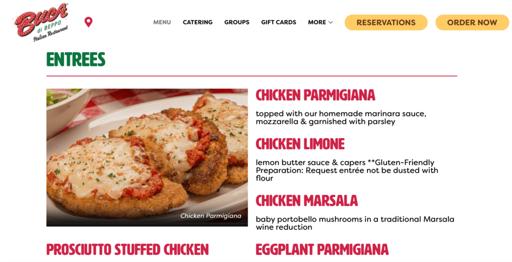 Buca di Beppo Menu Prices + $10 Off Family Style Meals (2024)