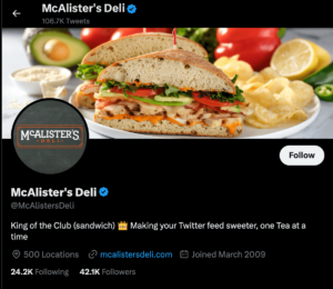 McAlister's Deli on Social Media. 