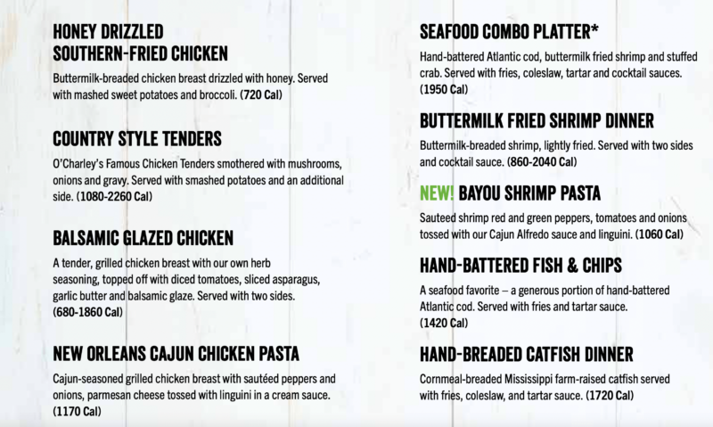 O'Charley's Menu Prices + Free Appetizer Offer (2024)