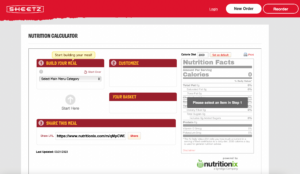 Sheetz Nutrition Calculator