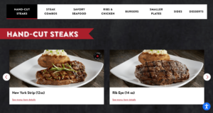 steak menu at Sizzler 