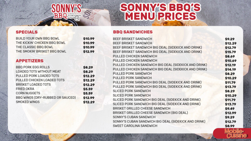 Sonny’s BBQ Menu Prices + $5 Off Coupon (2023)