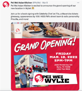 Grand Opening for Pei Wei