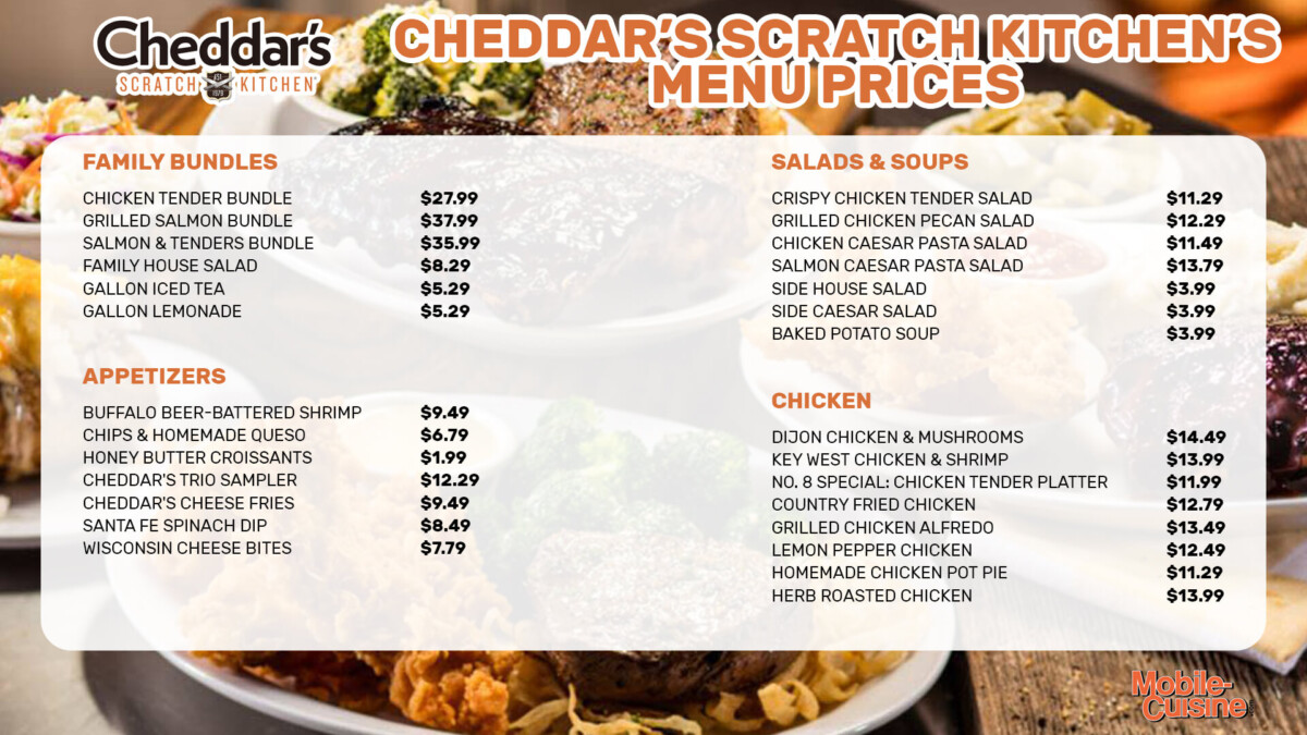 Cheddar's Scratch Kitchen Menu Prices + Free Queso Coupon (2024)