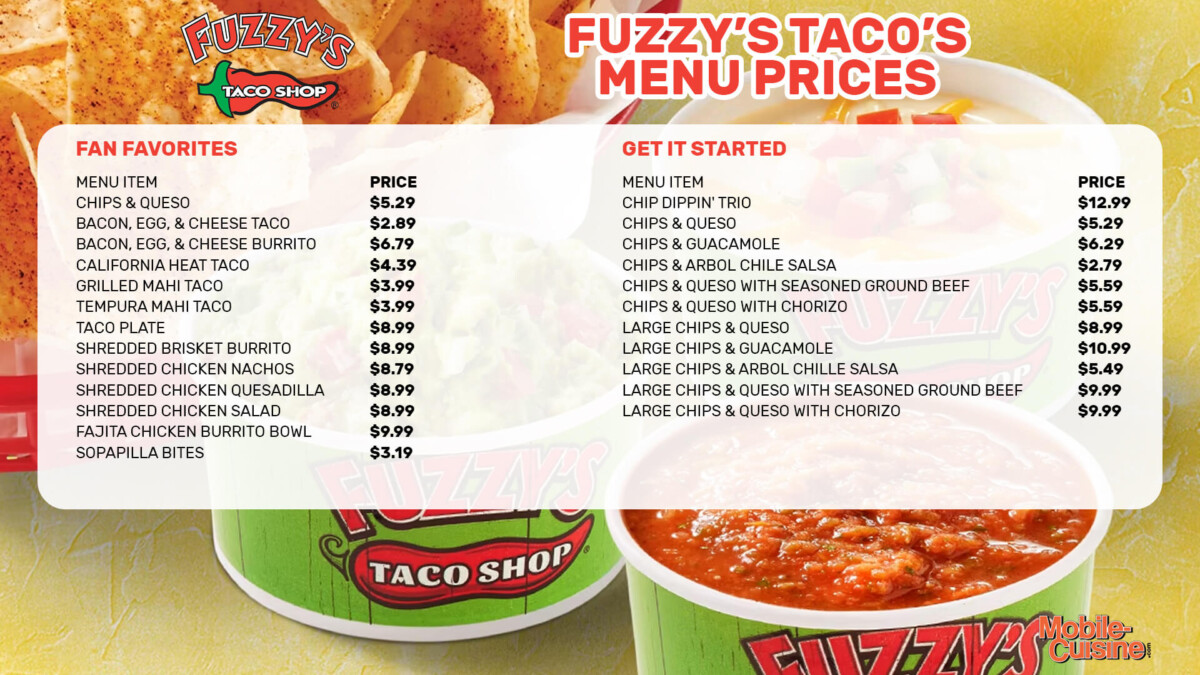 Fuzzy's Taco Shop Menu Prices & Family Meals (2024)