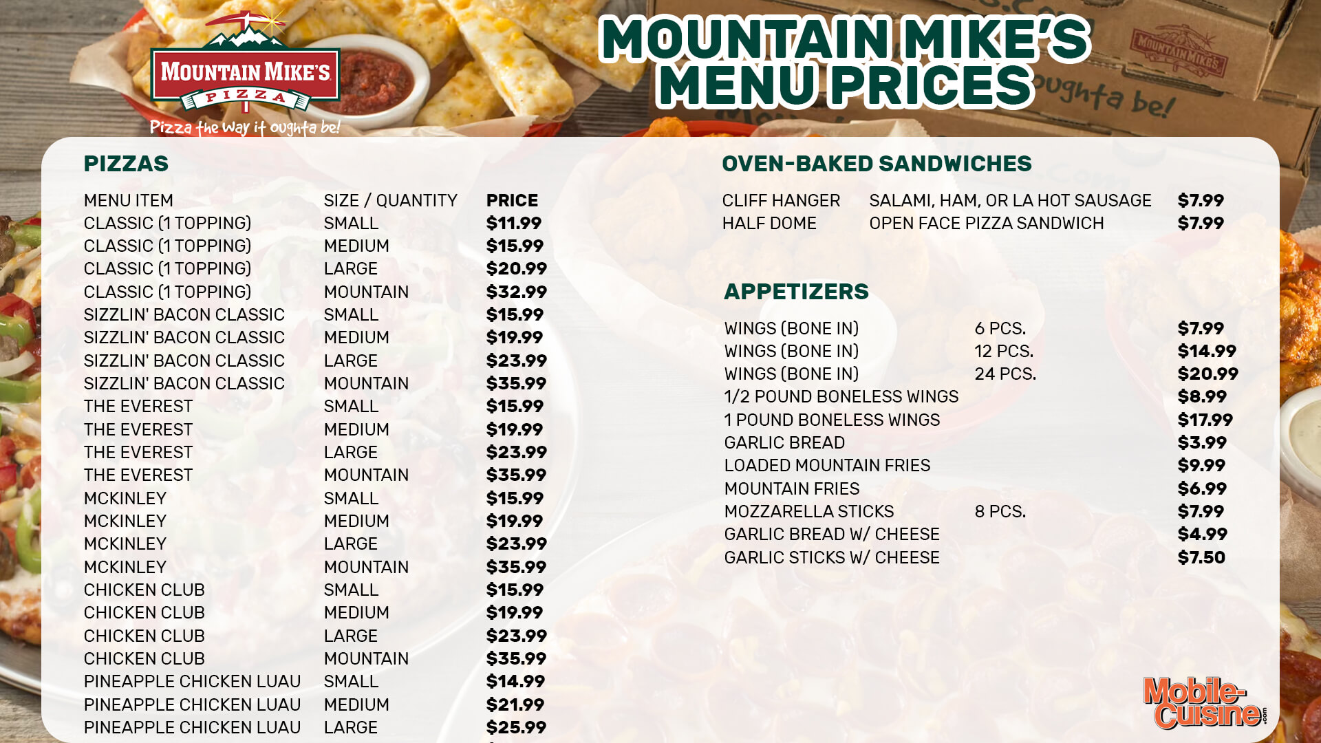 Mountain Mike's Menu Prices & Happy Hour (2023)