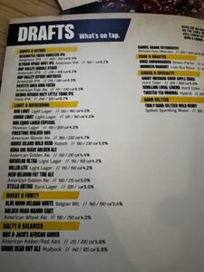 BWW draft beer list 