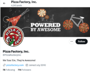 pizza factory social media