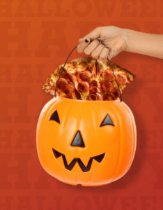Trick or treat pizza on Halloween. 