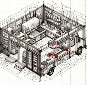 hot dog truck kitchen design. 